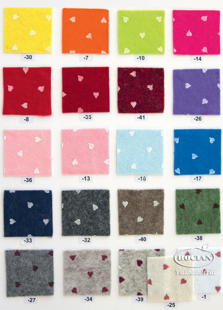Filc miękki 1mm z nadrukiem serc, arkusze filcu 20x30cm filc-1mm-serca