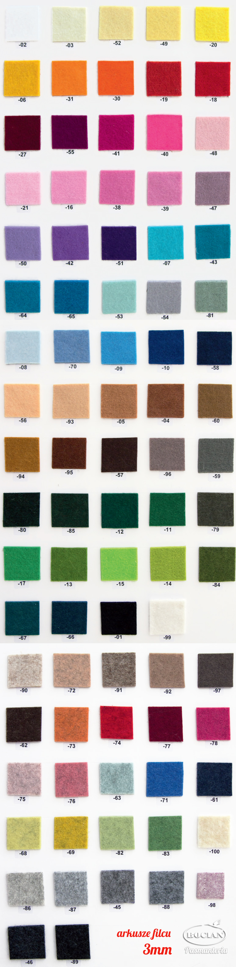Filc sztywny 3mm, arkusze filcu 20x30cm, 50x70cm, 1x2m filc-3mm-arkusze_pion